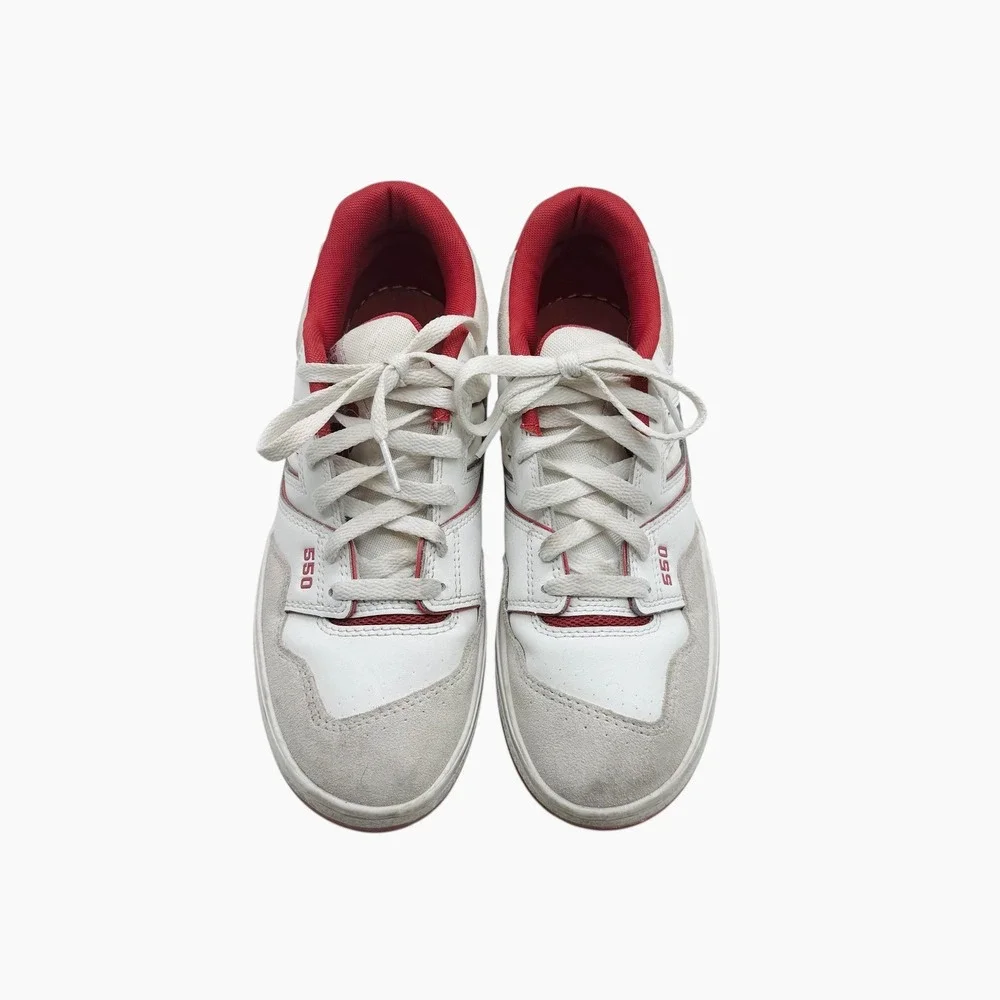 New Balance 550 Men's‎ White Red Suede Leather Low Top Sneakers Size 7